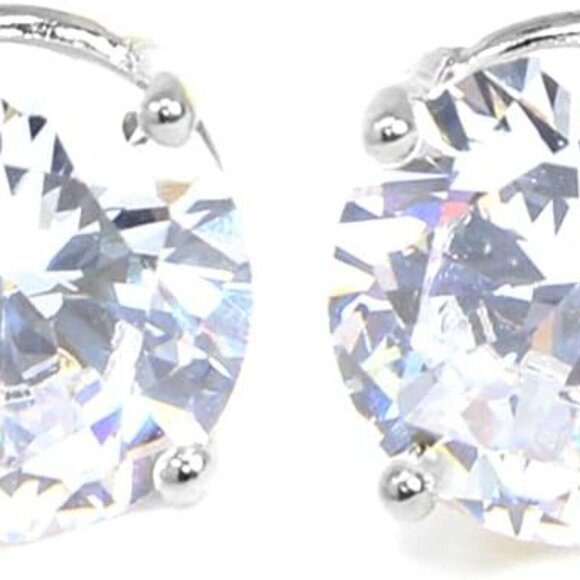 Gold and Silver 3-12mm Stainless Steel Cubic Zirconia Stud Earrings with Clear C - Picture 1 of 6